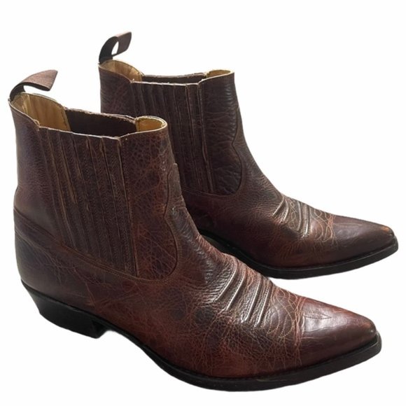 SANCHO Cowboy Brown/Red Leather Boots Size 42 EUC